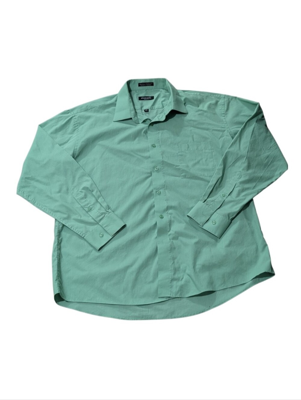 Pierre Cardin Men's Long-Sleeve Button-Up Shirt - Mint Green Size 17-17.5